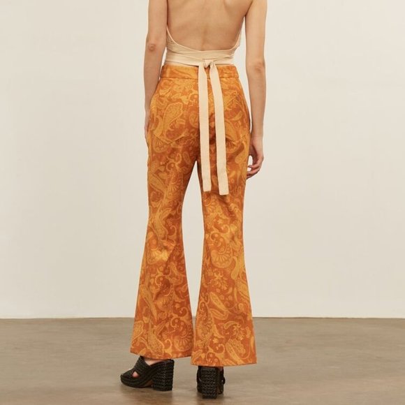 Shein Corduroy Paisley Print Flare Leg Pants Retro Y2K - Picture 2 of 4